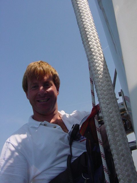 Robbie Sargent up the rig of M5